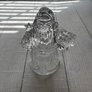 Lead Crystal Christmas Santa Claus Candle Holder Figurine